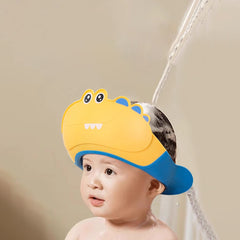 Baby Yellow Dinosaur Shower Cap with Water Guard