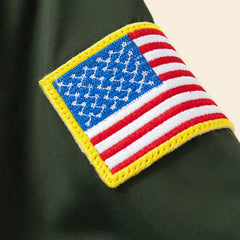 Boys Army Green Varsity Jacket With Flaps
