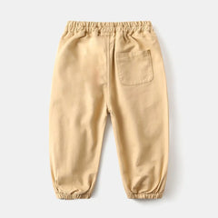 Boys Beige Joggers Pant With Elasticated Waistband