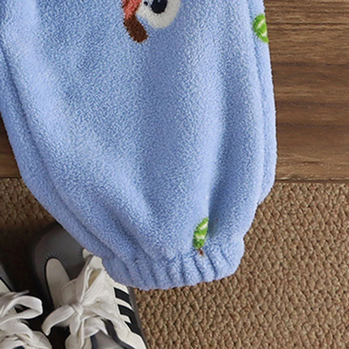 Boys Blue Fleece Puppy Cartoon Printed Zip-up Jacket With Jogger Co-ord Sets