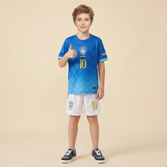 Boys Blue Alphanumeric Print Short Sleeve T-Shirt With Shorts Sets