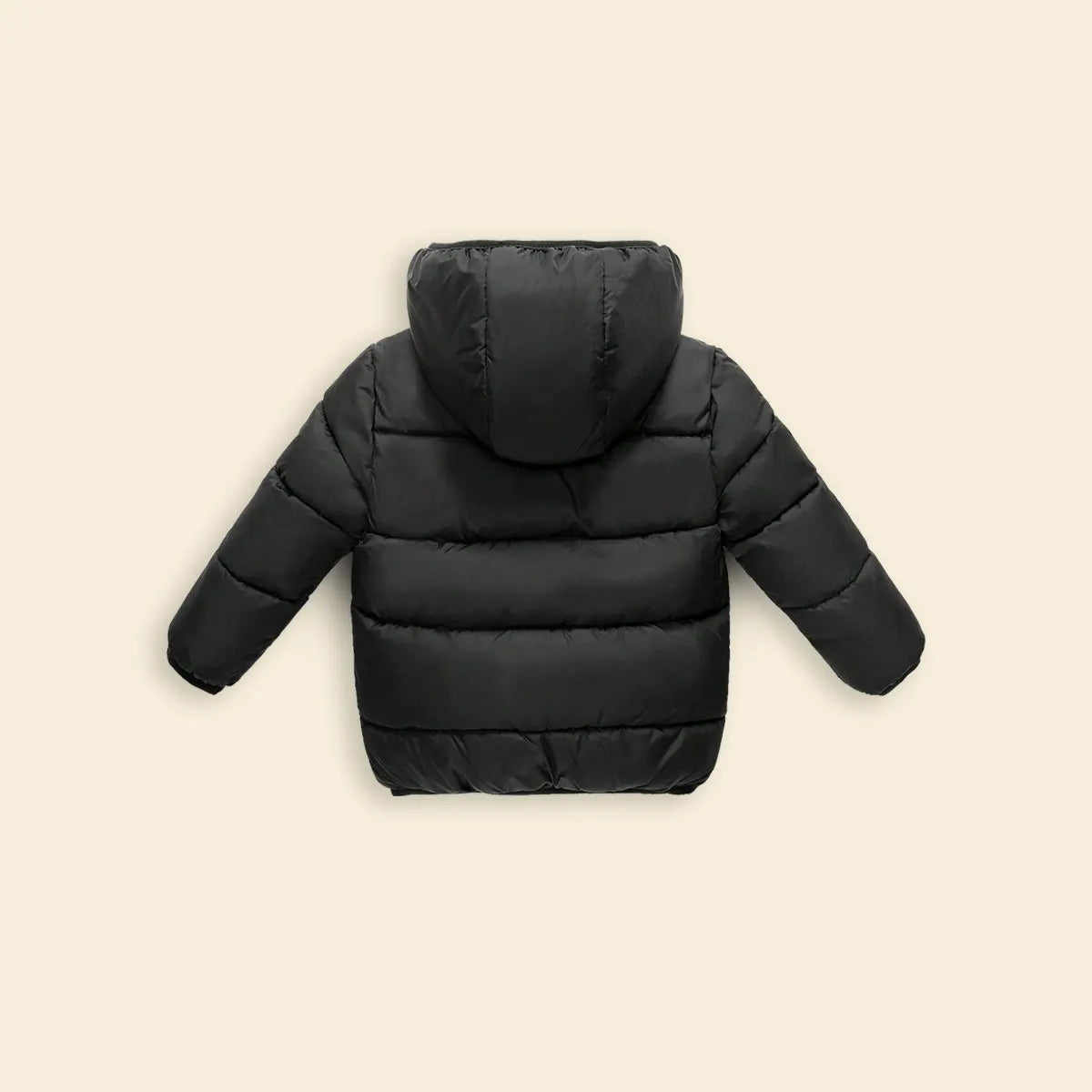 Boys Black Hooded Puffer Jacket With Sherpa Fleece Lining