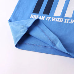 Boys Blue Graphic Short Sleeves T-Shirt With Drawstring Shorts Sets