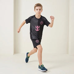 Boys Black Short Sleeve Graphics Print T-Shirt With Shorts Sets