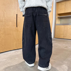 Boys Black Loose Fit Elasticated Denim Jeans