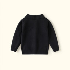 Boys Black Long Sleeve Polo Sweater