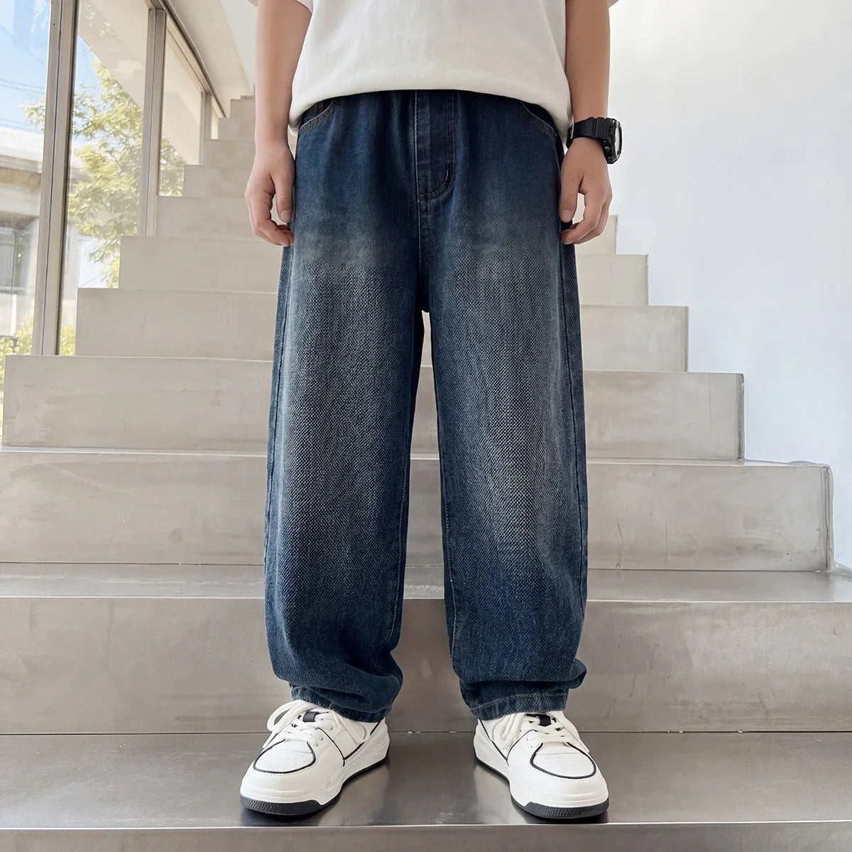 Boys Blue Baggy Fit Denim Jeans