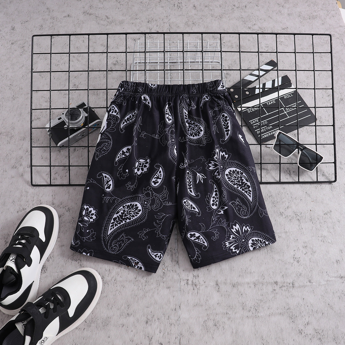 Boys Black Halloween Printed Elasticated Shorts