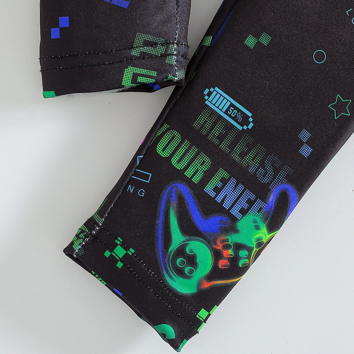 Boys Black Gaming Printed Glow in the Dark T-Shirt with Pajama Set