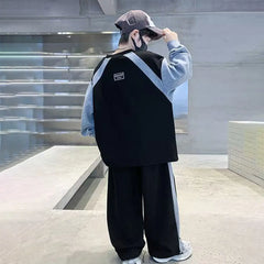 Boys Black Alphanumeric Printed Oversized t-Shirt With Pants Set