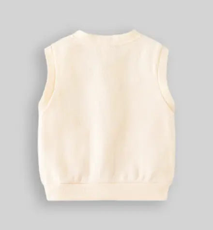 Boys Apricot Sleeveless Sweater Cardigan