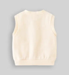 Boys Apricot Sleeveless Sweater Cardigan