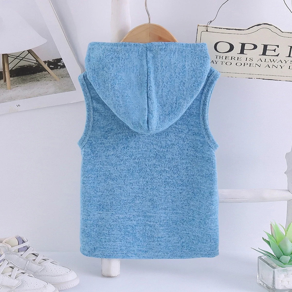 Boys Blue Knitted Hooded Vest