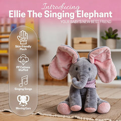Baby Pink Peek-a-Boo Musical Elephant Plush Toy