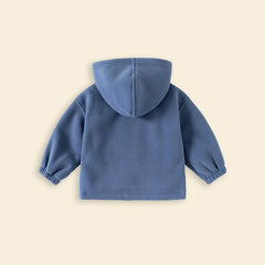 Boys Blue Fleece Zip-up Hoodie With Kangaroo Pocket