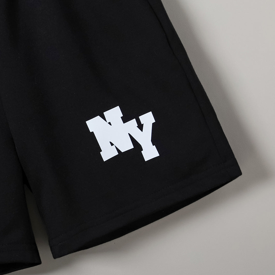 Boys Black Sleeveless Hooded Printed T-Shirt With Shorts Set