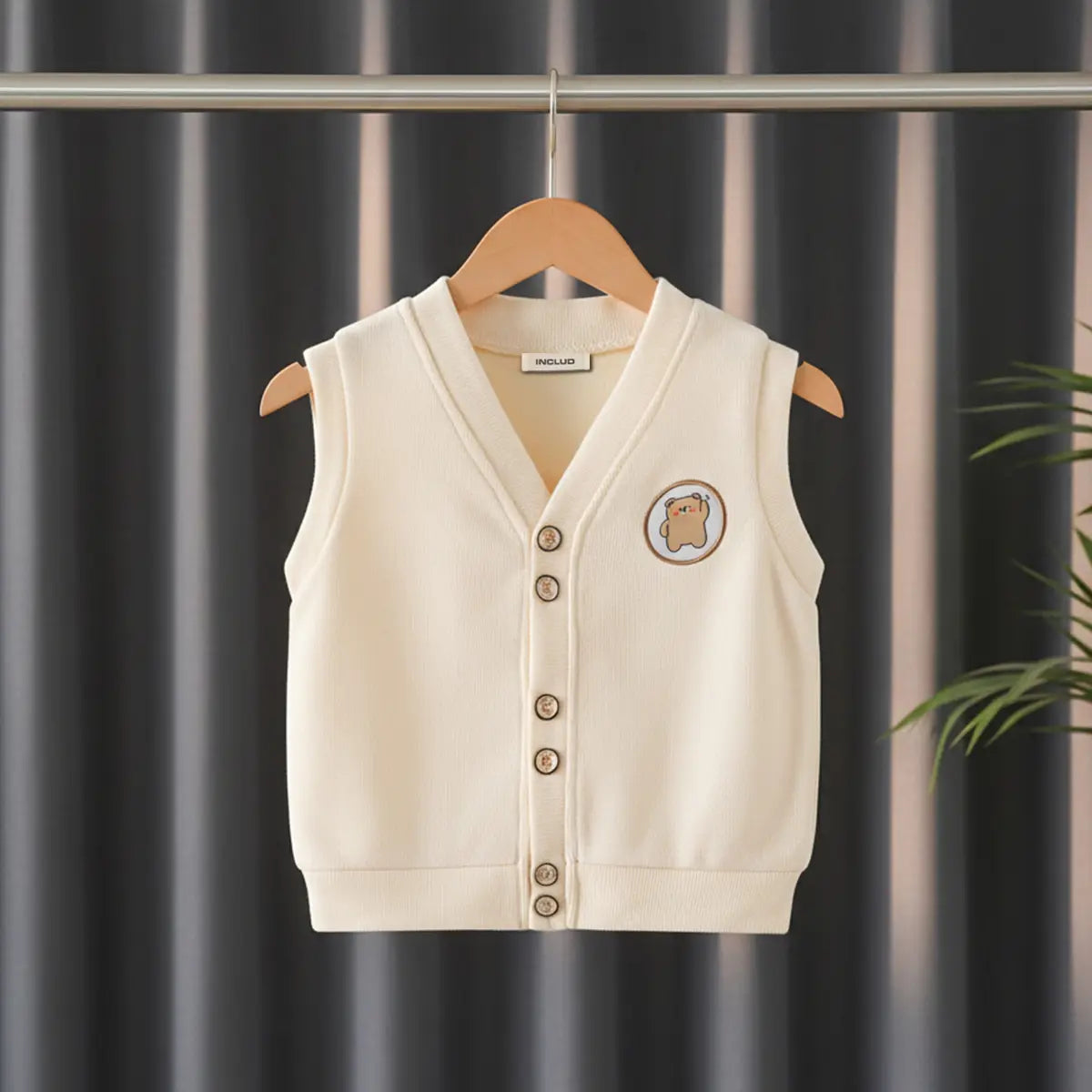 Boys Apricot Sleeveless Sweater Cardigan