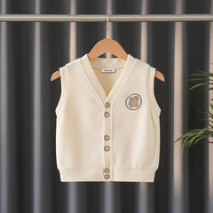 Boys Apricot Sleeveless Sweater Cardigan