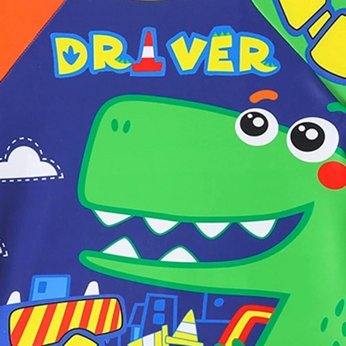 Boys Blue Dinosaur Printed T-Shirt With Shorts & Cap Swimwear Sets