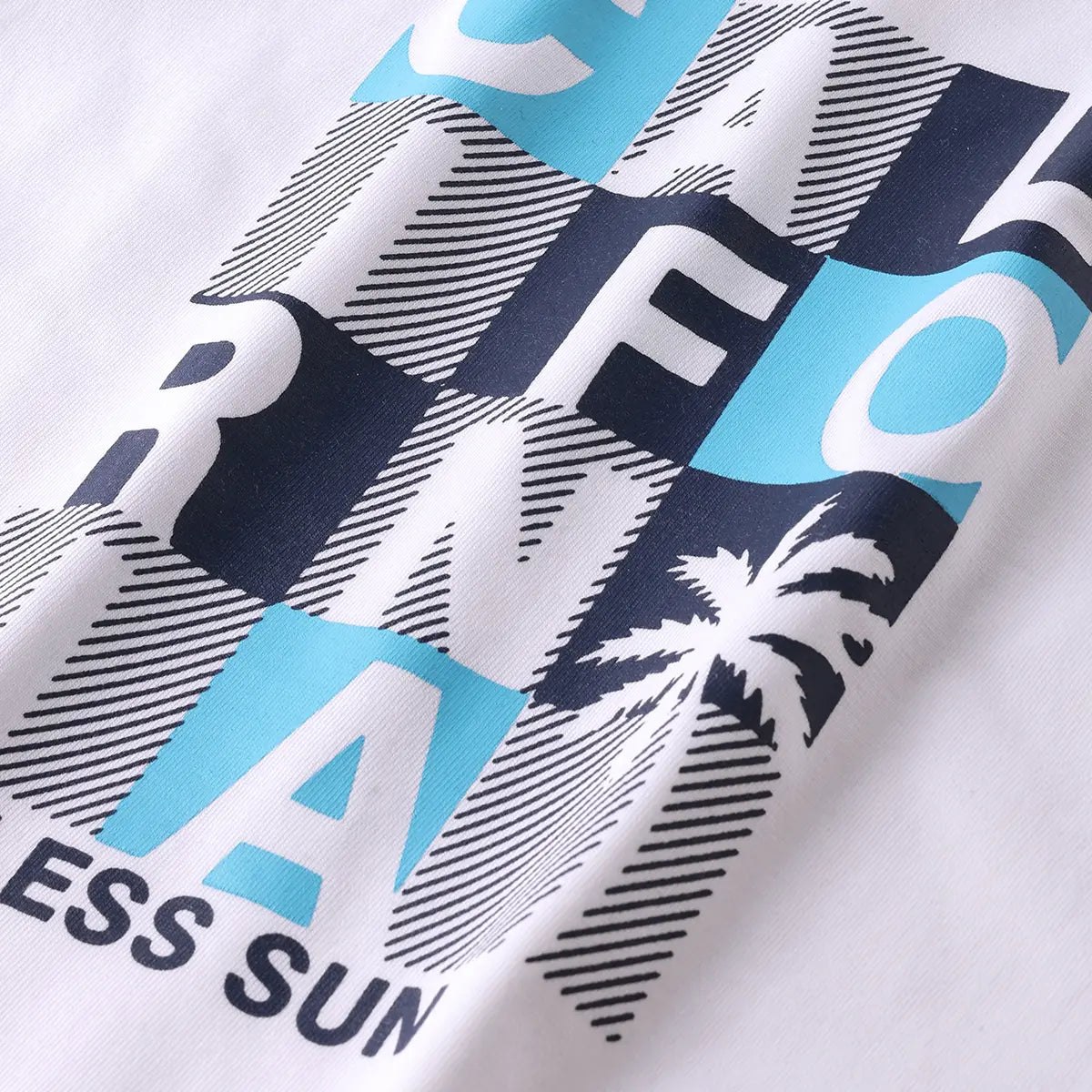Boys Blue California Printed Vest With Printed Drawstring Shorts Sets
