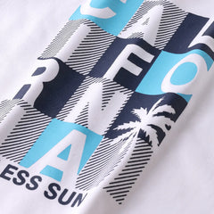 Boys Blue California Printed Vest With Printed Drawstring Shorts Sets
