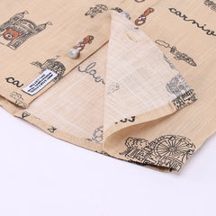 Boys Apricot Carnival Print Short Sleeve Shirt With T-Shirt And Shorts Sets