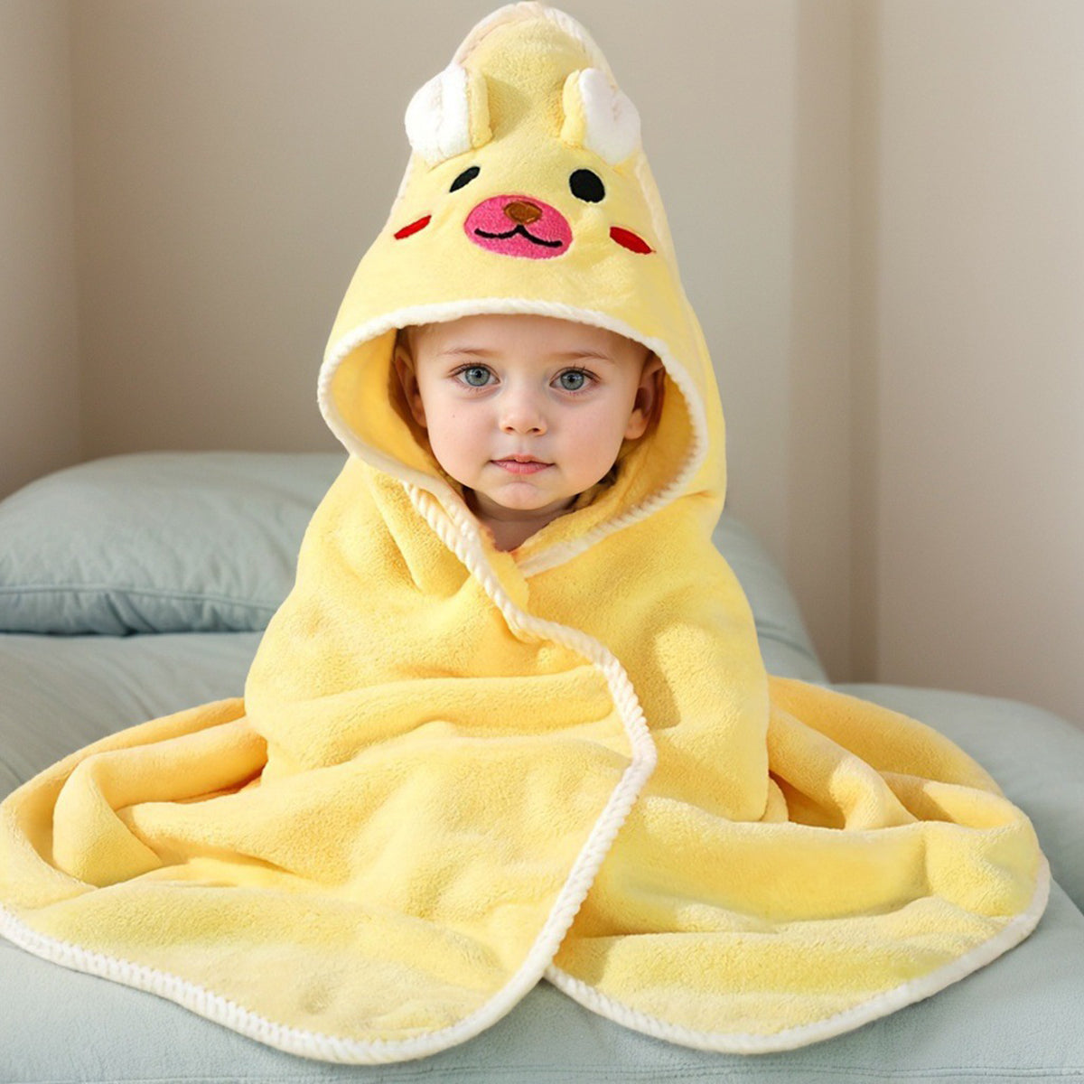 Baby Yellow Animal Hooded Bath Towel