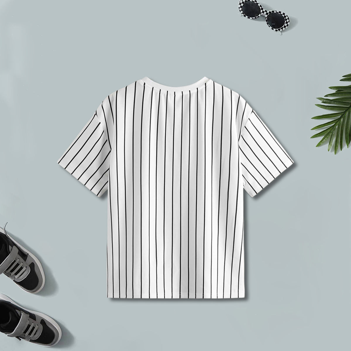 Boys Black And White Striped Short Sleeves T-Shirt ( Pack Of 2 )