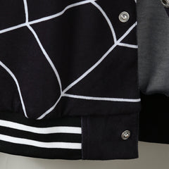 Boys Black Spider Printed Varsity Jacket