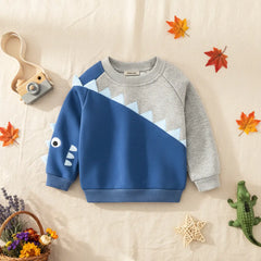 Boys Blue Dinosaur Colorblocked Sweatshirt