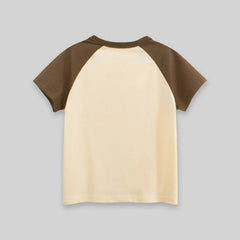 Boys Beige Bear Print Raglan Sleeve T-Shirt