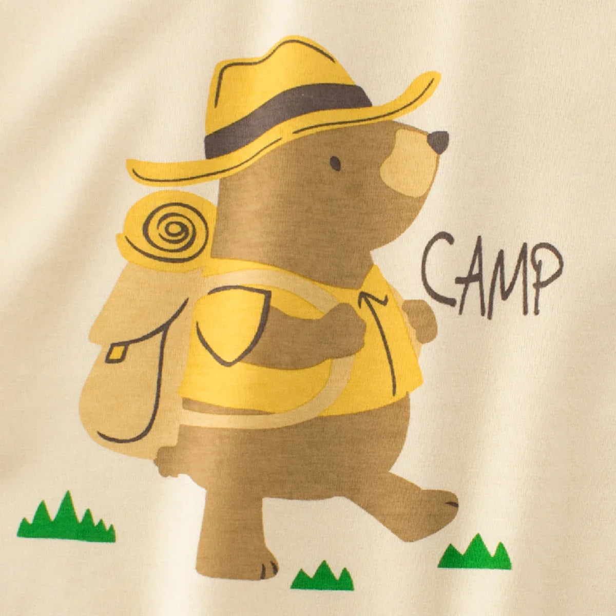 Boys Beige Bear Print Raglan Sleeve T-Shirt
