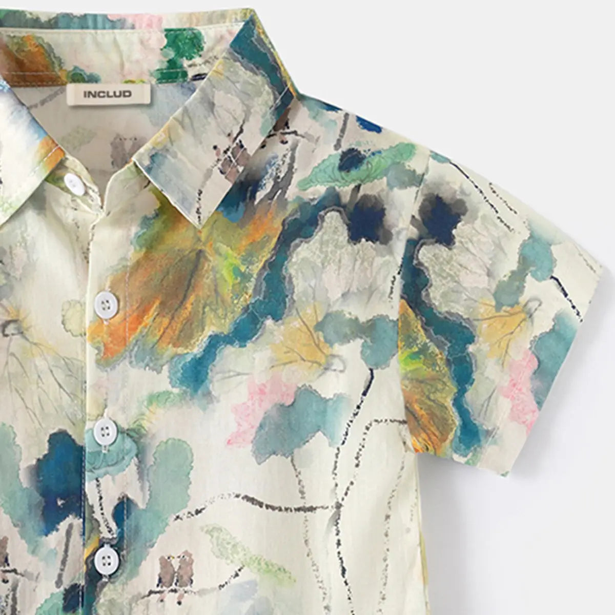 Boys Apricot Abstract Printed Short Sleeves Shirt