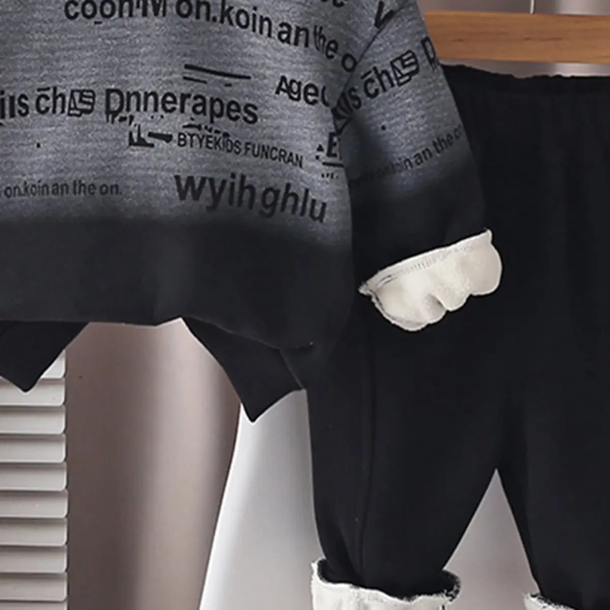 Boys Black Ombre Printed Hoodie With Jogger Sets