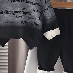 Boys Black Ombre Printed Hoodie With Jogger Sets
