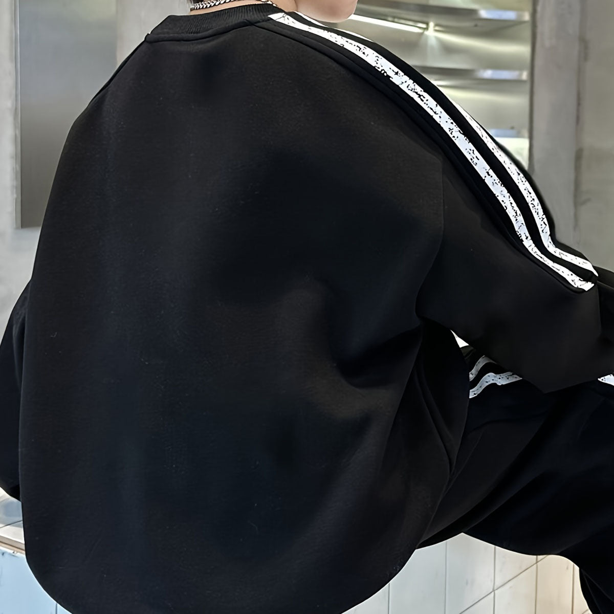 Boys Black Typographic Printed Sweatshirt With Joggers Winter Co-ord Sets