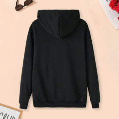 Boys Black Embossed King Printed Hooded Sweatshirt