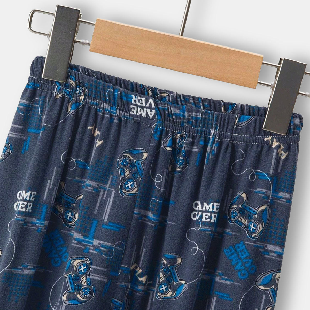 Boys Blue Gaming Print T-Shirt With Shorts And Pajama Set
