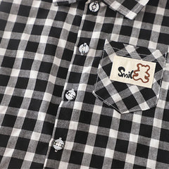 Boys Black Checked Shirt With Cargo Shorts & Sling Bag Sets