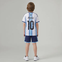 Boys Blue Alphanumeric Print Short Sleeve T-Shirt With Shorts Sets