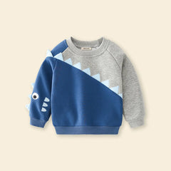 Boys Blue Dinosaur Colorblocked Sweatshirt