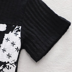 Boys Black Typographic Printed Short Sleeve Shirt With Elasticated Shorts Sets