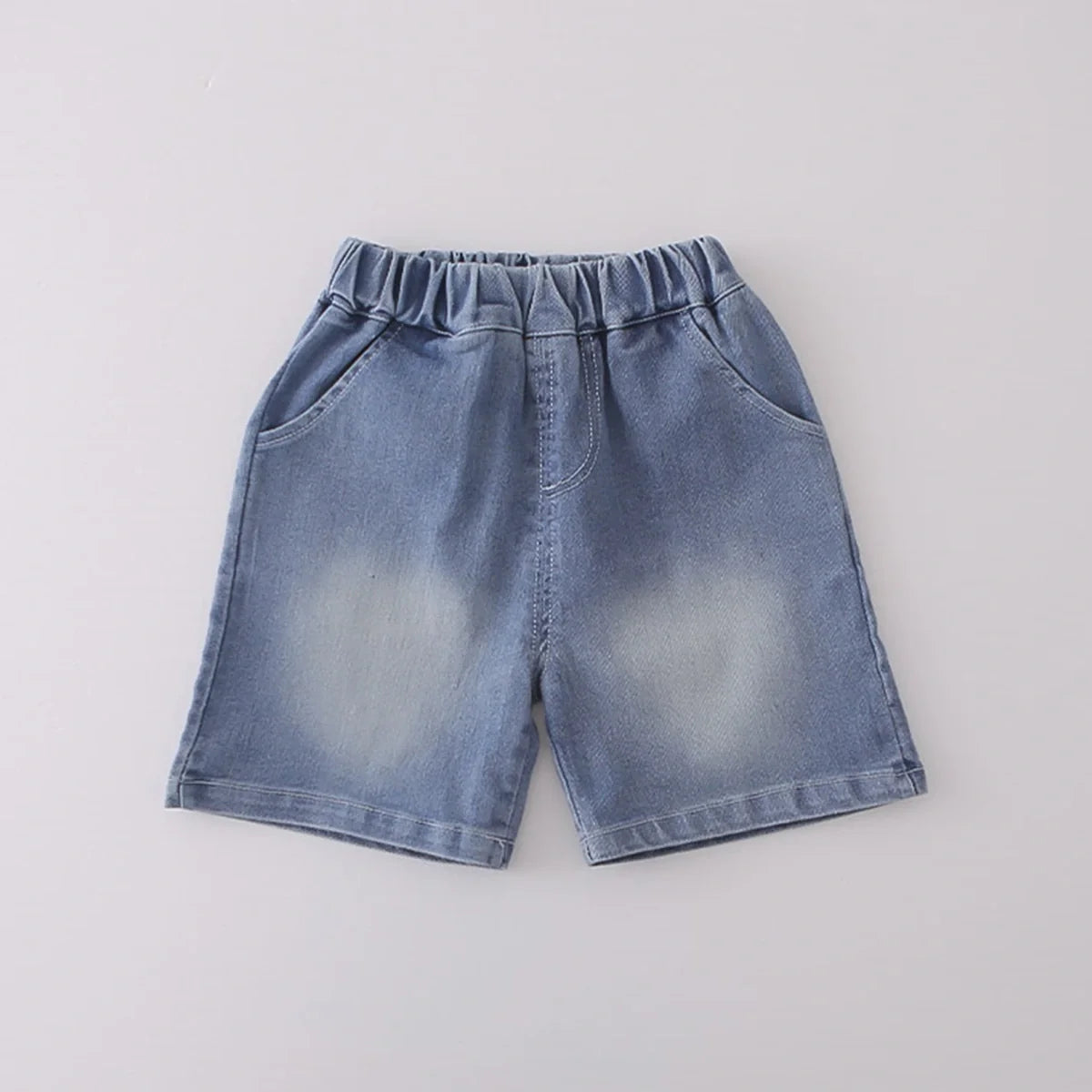 Boys Blue Embroidered Short Sleeves Polo T-Shirt With Denim Shorts Set