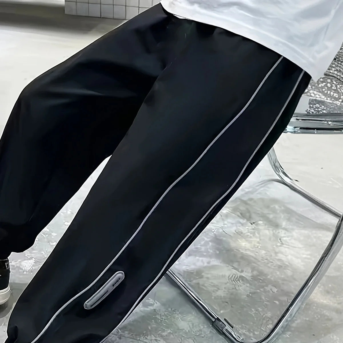 Boys Black Side Stripe Joggers