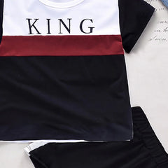 Boys Black Typography print Round Neck T-Shirt With Shorts Sets