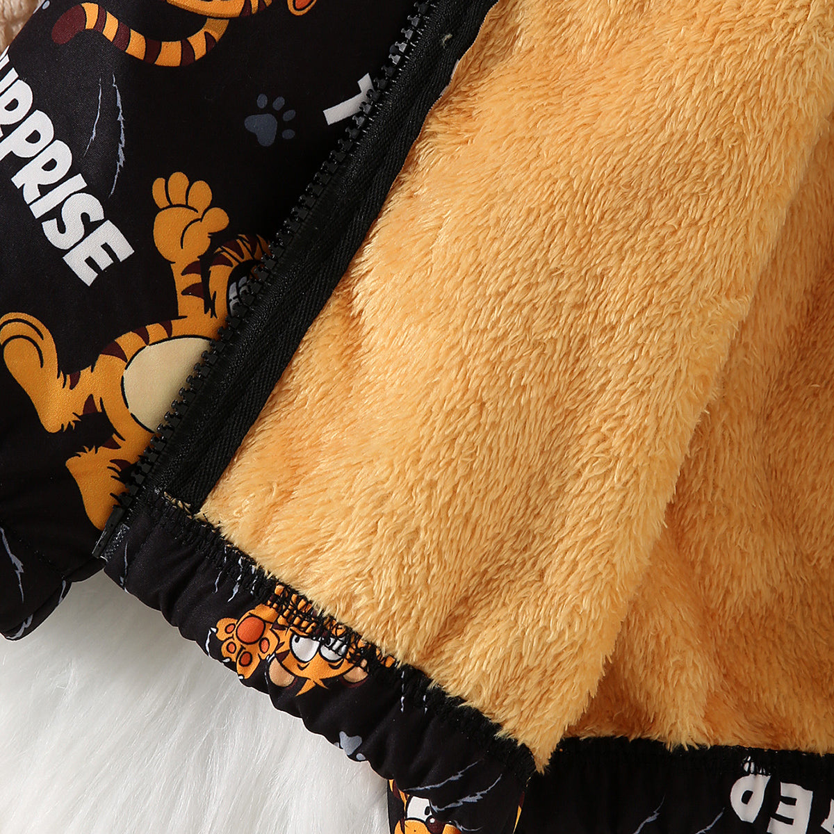 Boys Black Animal Print Hooded Jackets