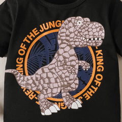Boys Black Typographic Print Short Sleeve T-Shirt With Shorts Sets