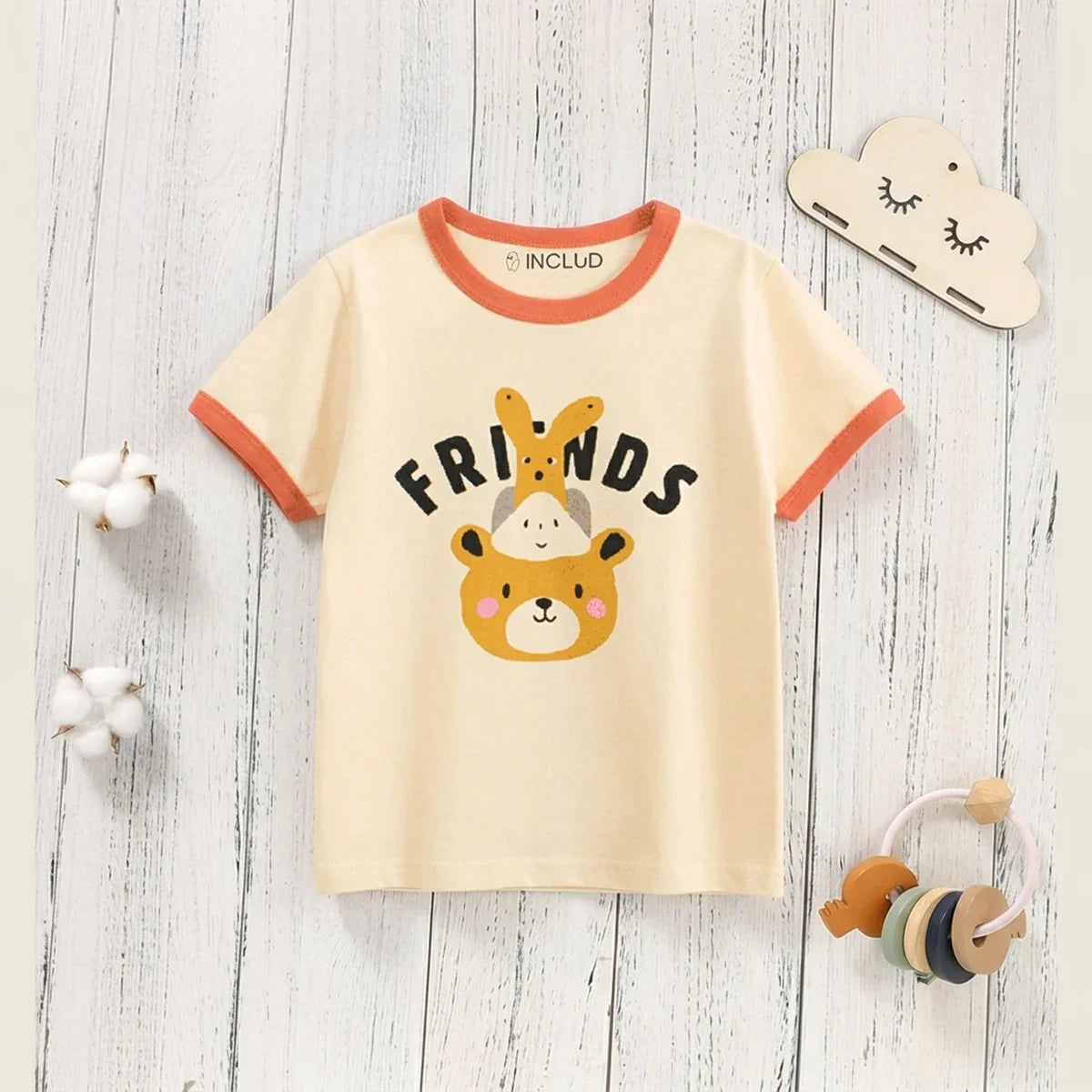 Boys Beige Graphics Short Sleeve T-Shirt