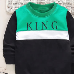 Boys Black Typographic Sweatshirt With Joggers Sets