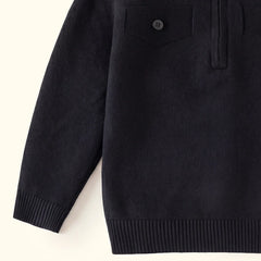 Boys Black Long Sleeve Polo Sweater